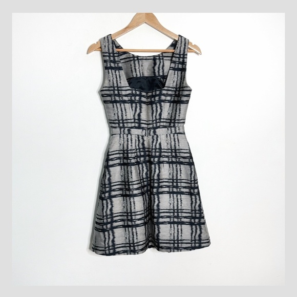 Reiss Peron Dress Fit And Flare Cocktail Mini Dress Sleeveless Pockets Navy Grey - Picture 4 of 16